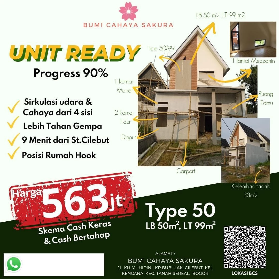 Dijual Perumahan Bumi Cahaya Sakura Elegan Di Salabenda
